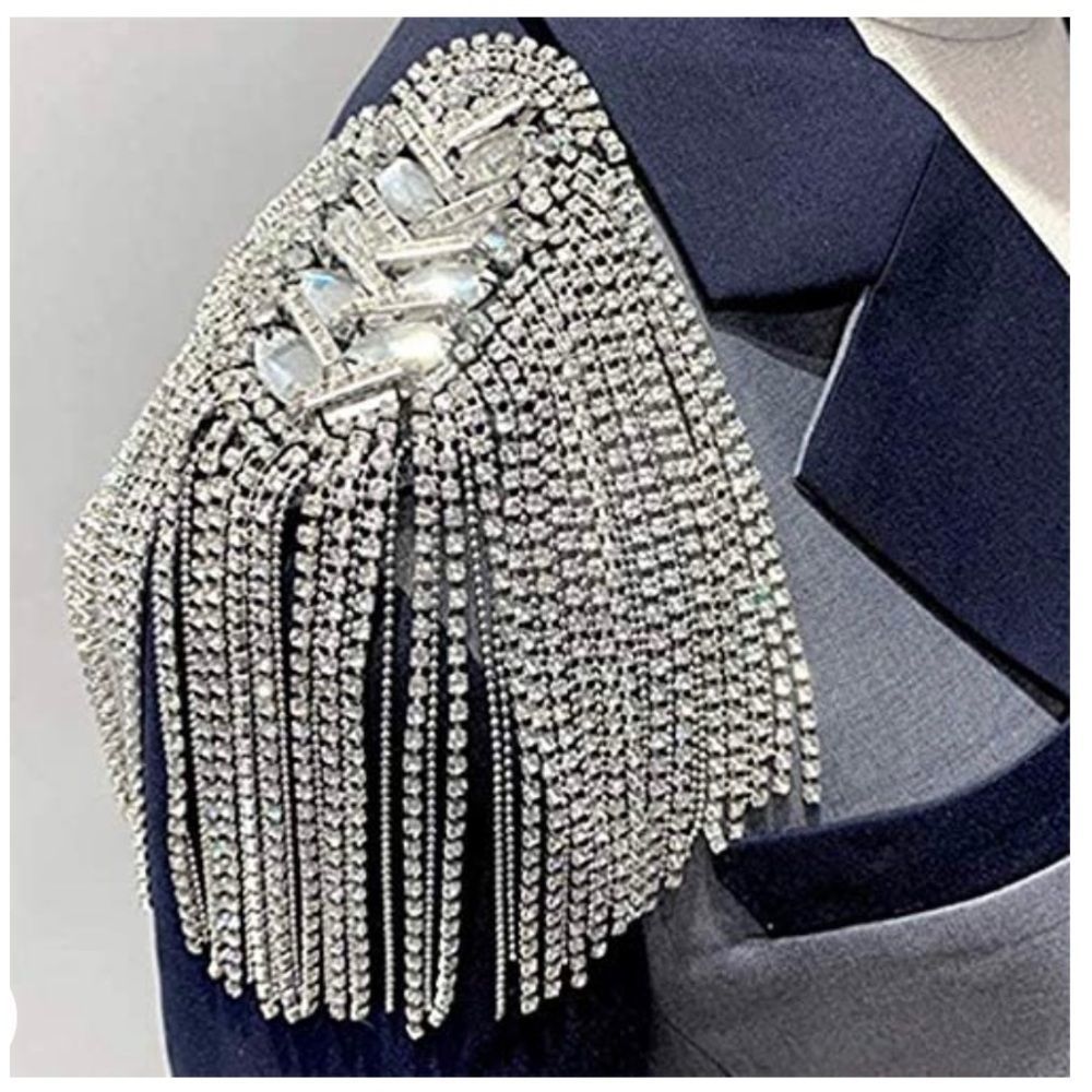 2 PIECE RHINESTONE TASSEL SHOULDER EPAULETS